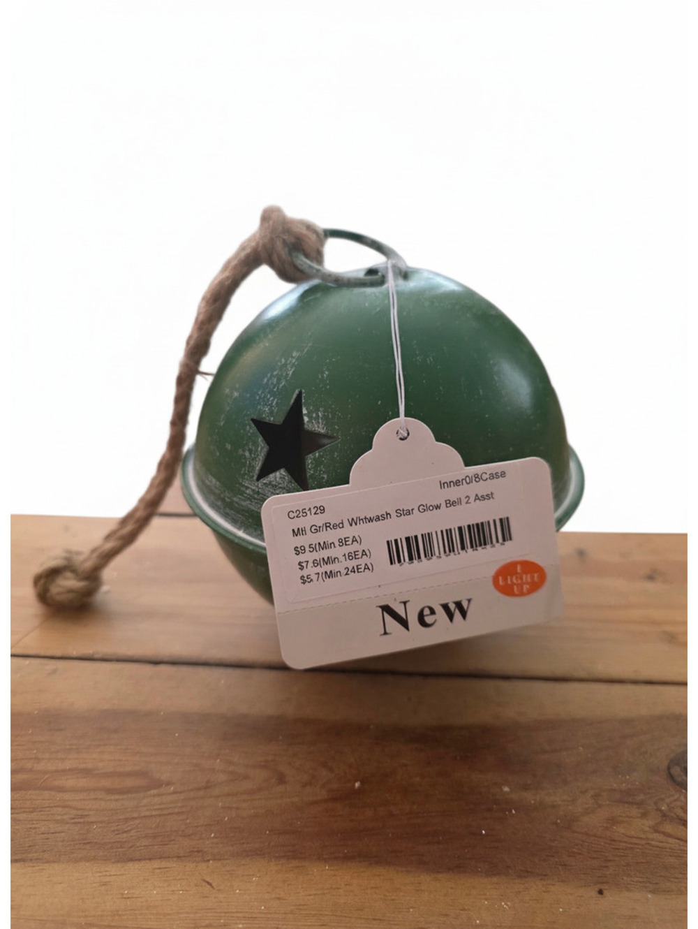 NWT Green Star Glow Bell Hanging Ornament